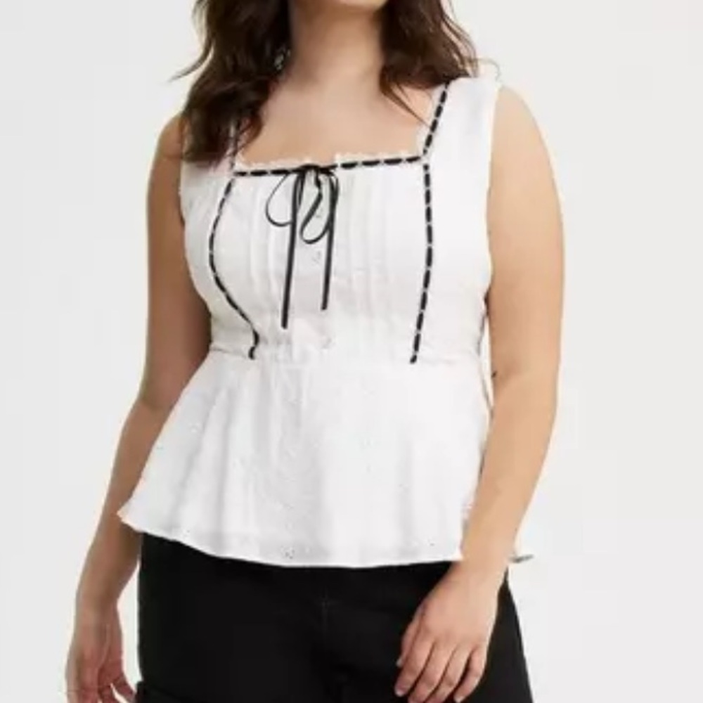 NWT Torrid Peplum Eyelet Cottagecore Top in Cloud Dancer 1X (14/16)